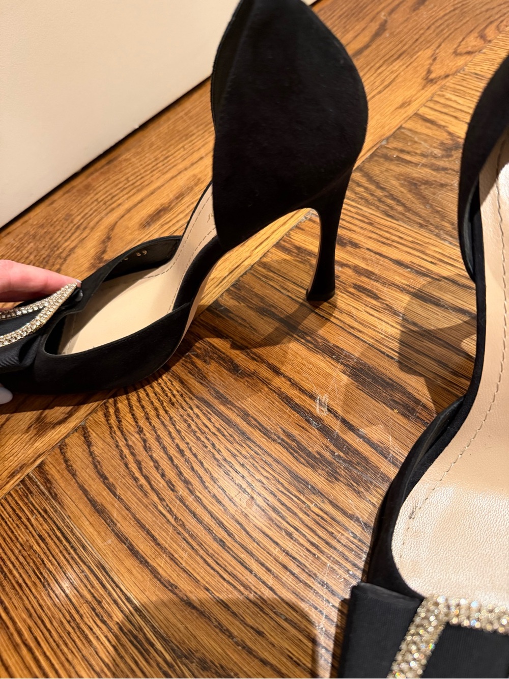 Dior Black Satin D’Orsay Pumps with Crystal Buckle - Picture 8 of 13